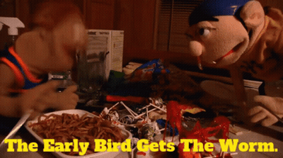 Stuffed Animals At Table With Noodles GIF
