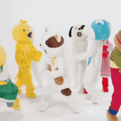 Stuffed Animals Group One Wearing Mear Shirt GIF