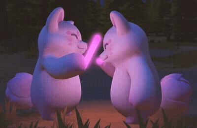 Stuffed Animals Holding Pink Light