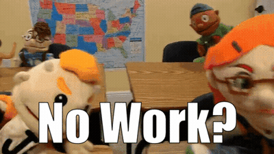 Stuffed Animals In Classroom Saying No Work GIF