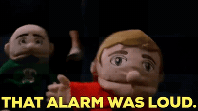 Stuffed Animals Next To Loud Alarm GIF