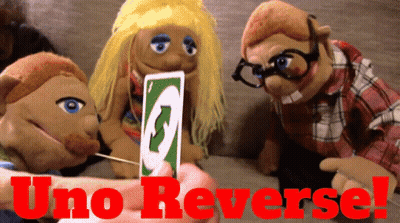 Stuffed Animals Playing Uno Reverse GIF
