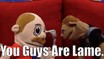 Stuffed Animals Red Couch Saying You Guys Are Lame GIF