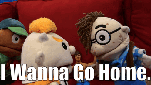 Stuffed Animals Saying I Wanna Go Home GIF