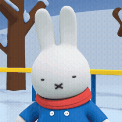 Stuffed Bunny In Blue Jacket And Scarf With X Face GIF