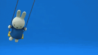 Stuffed Bunny Sitting On Yellow Swing GIF