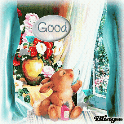 Stuffed Bunny With Medicine Bottle Saying Good GIF