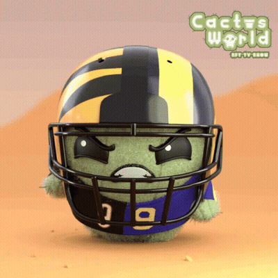 Stuffed Cactus Football Helmet Cactus World NFT TV Show GIF