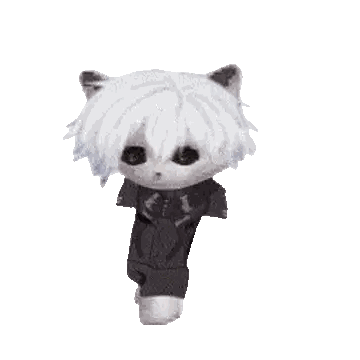 Stuffed Cat With White Hair And Black Eyes Sticker