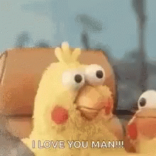 Stuffed Chicken With Big Eyes Saying I Love You Man GIF