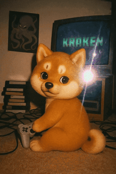 Stuffed Dog Sitting In Front Of TV Saying Kraken GIF
