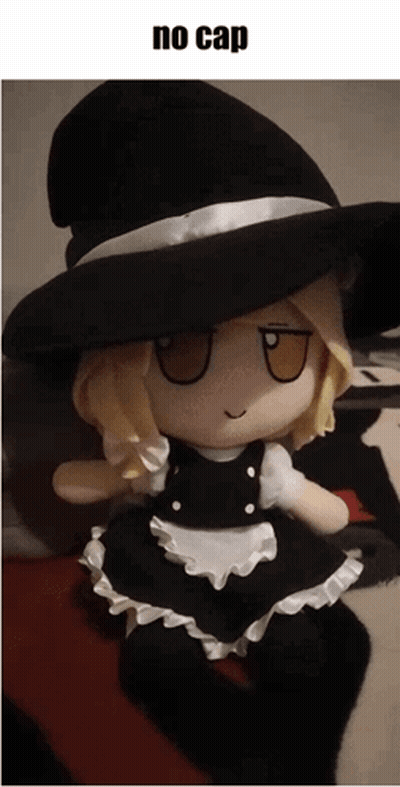 Stuffed Doll In Witch Hat And Maid Dress GIF