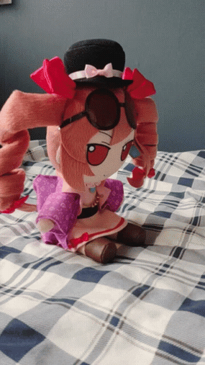Stuffed Doll Wearing Hat And Sunglasses GIF