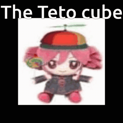Stuffed Doll With Hat And Lollipop Saying Teto Cube GIF