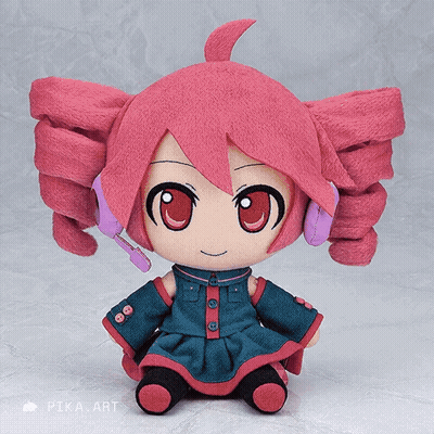 Stuffed Doll With Pink Hair And Headphones GIF