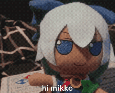 Stuffed Doll With White Hair And Blue Eyes Saying Hi Mikko GIF