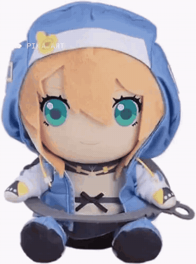 Stuffed Girl Doll With Blue Eyes GIF