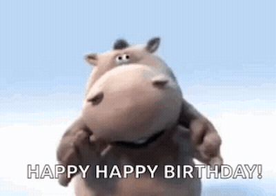 Stuffed Hippo Dancing Happy Happy Birthday GIF