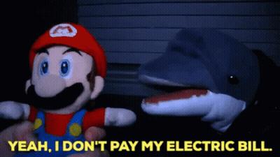 Stuffed Mario And Dolphin Standing Together GIF