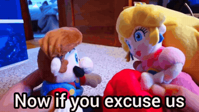Stuffed Mario And Princess Peach Talking GIF
