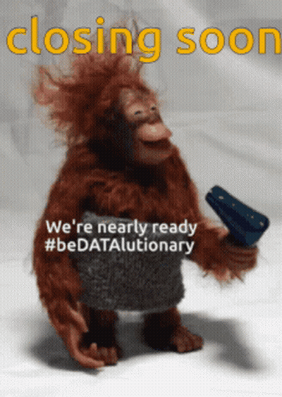 Stuffed Monkey Holding Stapler Closing Soon GIF