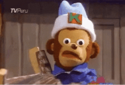 Stuffed Monkey Wearing White Hat With K GIF