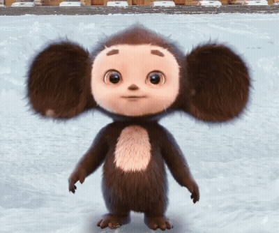 Stuffed Monkey With Big Ears In Snow GIF