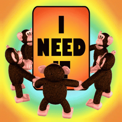 Stuffed Monkeys Standing Around Sign Saying I Need GIF