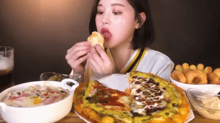 Stuffed Mouth Mukbang GIF
