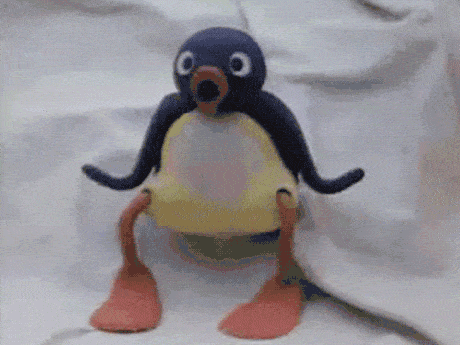 Stuffed Penguin With Orange Feet GIF