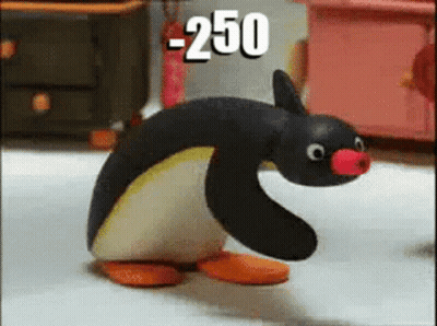 Stuffed Penguin With Red Nose And Number 250 GIF