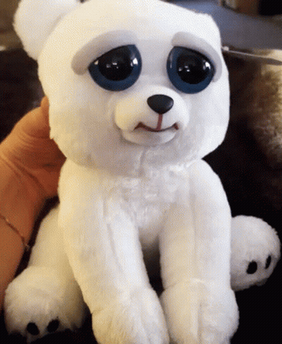Stuffed Polar Bear With Big Blue Eyes GIF