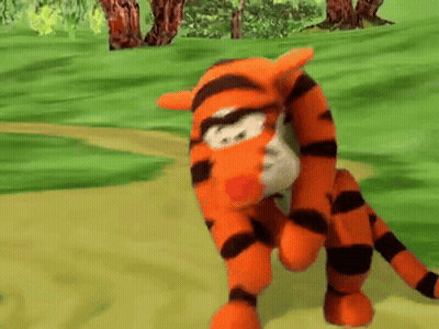 Stuffed Tigger Walking Down Dirt Path GIF