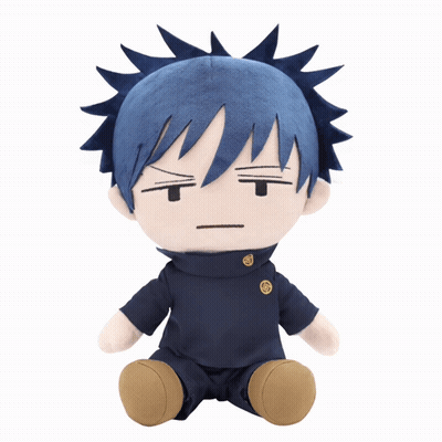 Stuffed Toy Blue Haired Character Making Face