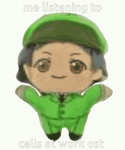 Stuffed Toy Man Listening Cells At Work OST GIF