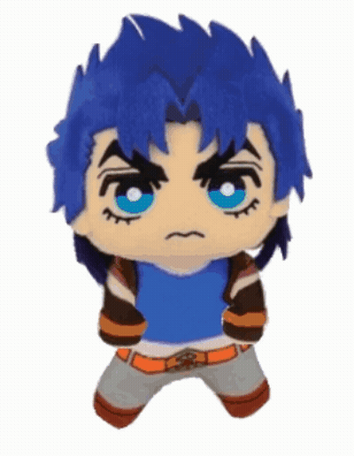 Stuffed Toy With Blue Hair And Brown Jacket GIF