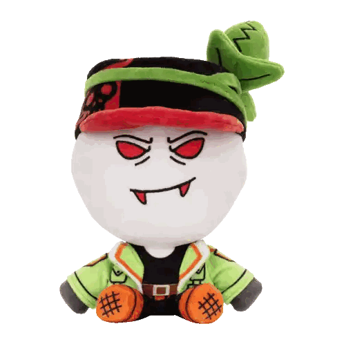Stuffed Toy With Green Hat And Skull Sticker