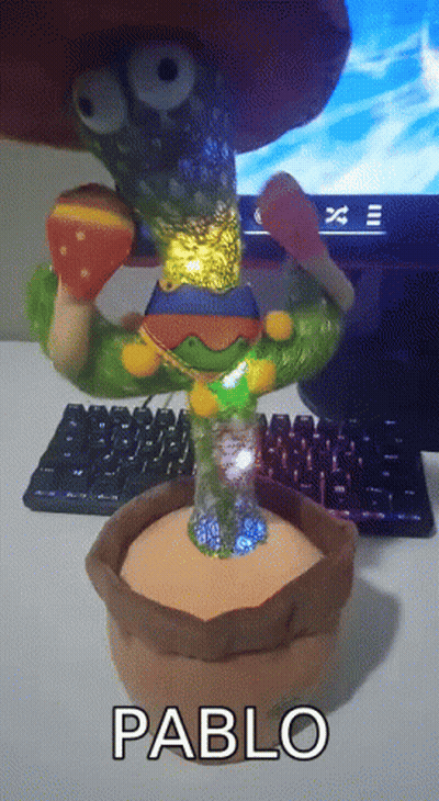 Stuffed Toy With Pablo Written On Bottom GIF