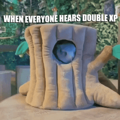 Stuffed Tree Stump Saying When Everyone Hears Double X GIF