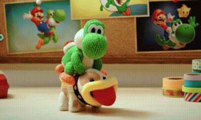 Stuffed Yoshi Riding Another Stuffed Animal GIF