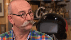 Stylish Mustache Old Man Looking Away GIF