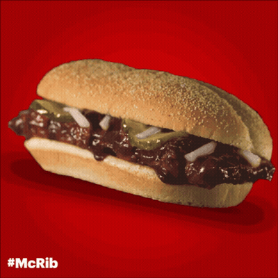 Sub Sandwich With Pickles And Onions Saying McRib GIF