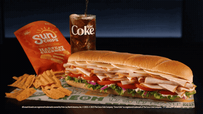 Sub Sandwich With Sun Chips And Coke GIF