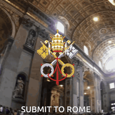 Submit To Rome Advertisement With Church GIF