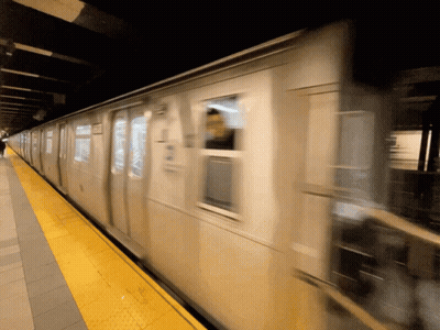 Subway Train Pulling Into Station GIF