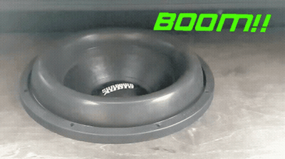 Subwoofer With Green Boom Text GIF