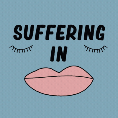 Suffering Silence Sign In Black Letters GIF