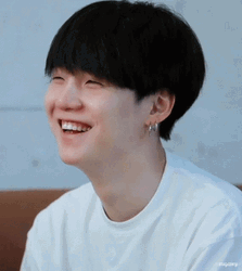 Suga In White Tees Cute Laughing GIF