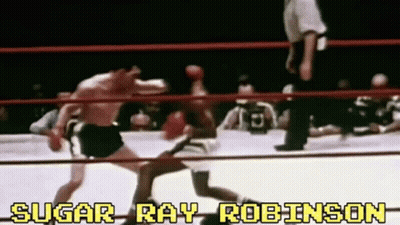 Sugar Ray Robinson Boxing Match With Shirtless Man GIF