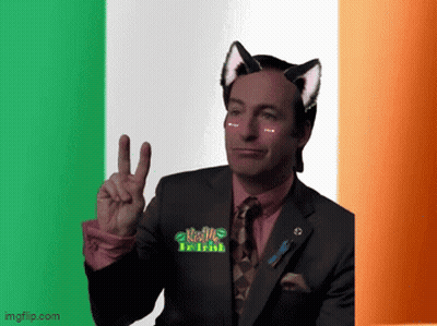 Suit And Tie Man With Cat Ears Peace Sign GIF